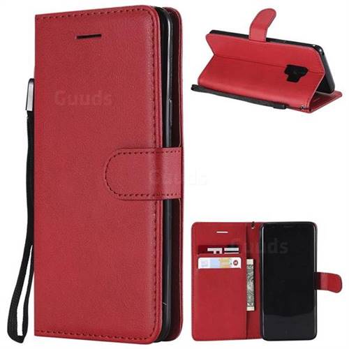 Retro Greek Classic Smooth PU Leather Wallet Phone Case for Samsung Galaxy S9 - Red
