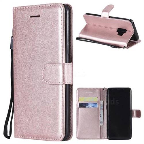 Retro Greek Classic Smooth PU Leather Wallet Phone Case for Samsung Galaxy S9 - Rose Gold
