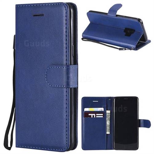 Retro Greek Classic Smooth PU Leather Wallet Phone Case for Samsung Galaxy S9 - Blue
