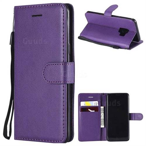 Retro Greek Classic Smooth PU Leather Wallet Phone Case for Samsung Galaxy S9 - Purple