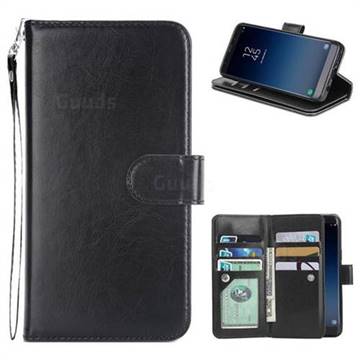 9 Card Photo Frame Smooth PU Leather Wallet Phone Case for Samsung Galaxy S9 - Black
