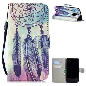 Feather Wind Chimes 3D Painted Leather Wallet Phone Case for Samsung Galaxy S9
