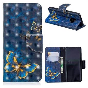 Gold Butterfly 3D Painted Leather Wallet Phone Case for Samsung Galaxy S9