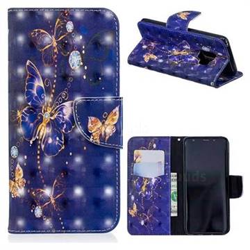 Purple Butterfly 3D Painted Leather Wallet Phone Case for Samsung Galaxy S9