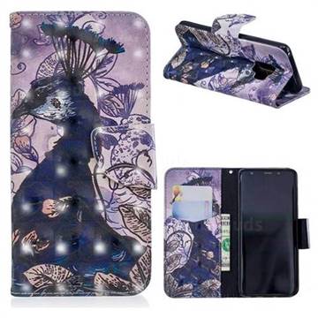 Purple Peacock 3D Painted Leather Wallet Phone Case for Samsung Galaxy S9