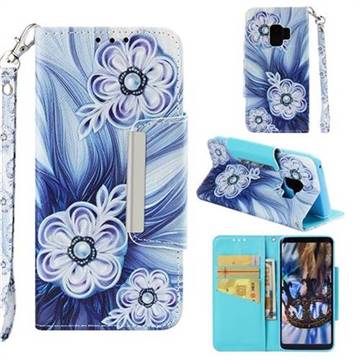 Button Flower Big Metal Buckle PU Leather Wallet Phone Case for Samsung Galaxy S9