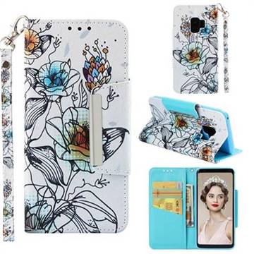 Fotus Flower Big Metal Buckle PU Leather Wallet Phone Case for Samsung Galaxy S9