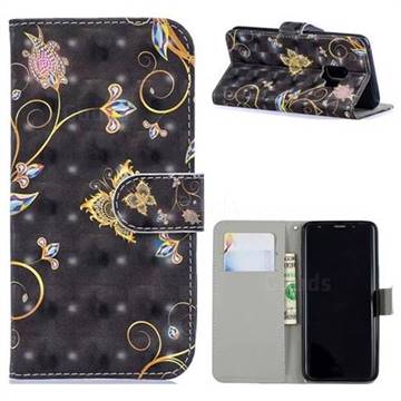 Black Butterfly 3D Painted Leather Phone Wallet Case for Samsung Galaxy S9