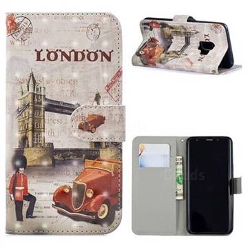 Retro London 3D Painted Leather Phone Wallet Case for Samsung Galaxy S9