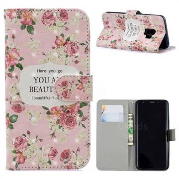 Butterfly Flower 3D Painted Leather Phone Wallet Case for Samsung Galaxy S9