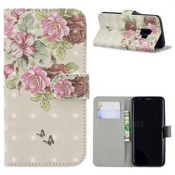 Beauty Rose 3D Painted Leather Phone Wallet Case for Samsung Galaxy S9