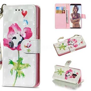 Flower Panda 3D Painted Leather Wallet Phone Case for Samsung Galaxy S9