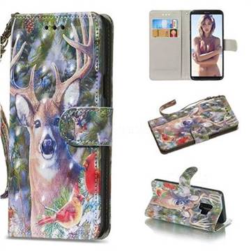Elk Deer 3D Painted Leather Wallet Phone Case for Samsung Galaxy S9