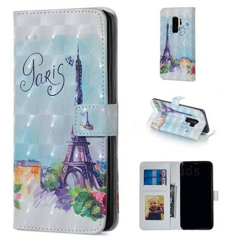 Paris Tower 3D Painted Leather Phone Wallet Case for Samsung Galaxy S9