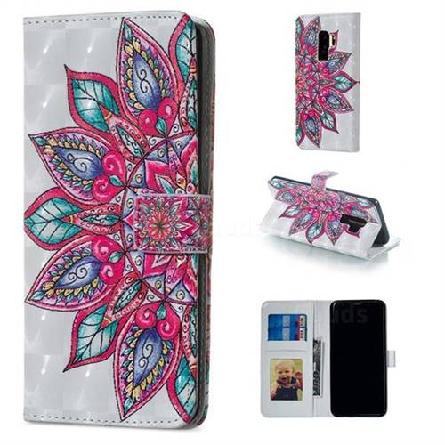 Mandara Flower 3D Painted Leather Phone Wallet Case for Samsung Galaxy S9