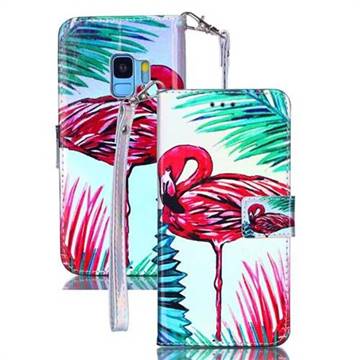 Flamingo Blue Ray Light PU Leather Wallet Case for Samsung Galaxy S9