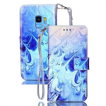 Blue Feather Blue Ray Light PU Leather Wallet Case for Samsung Galaxy S9