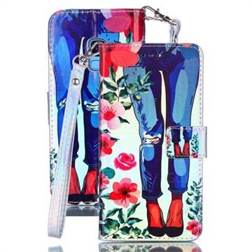 Jeans Flower Blue Ray Light PU Leather Wallet Case for Samsung Galaxy S9