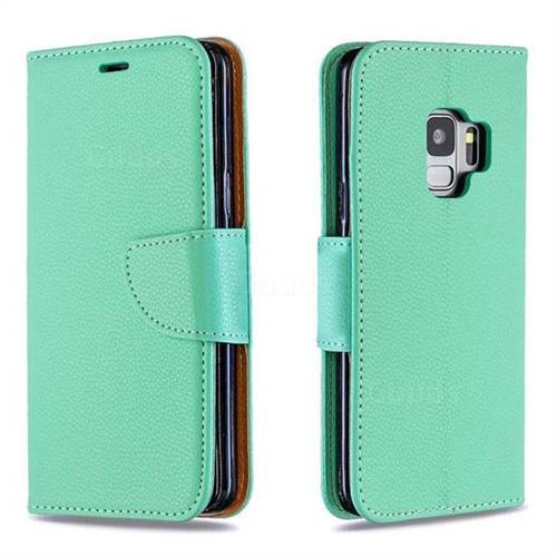 Classic Luxury Litchi Leather Phone Wallet Case for Samsung Galaxy S9 - Green