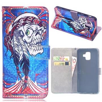 Tribal Feather Skull Laser Light PU Leather Wallet Case for Samsung Galaxy S9