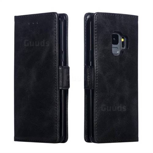 Retro Classic Calf Pattern Leather Wallet Phone Case for Samsung Galaxy S9 - Black