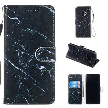 Black Marble Smooth Leather Phone Wallet Case for Samsung Galaxy S9