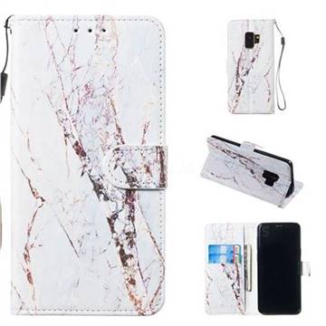 White Marble Smooth Leather Phone Wallet Case for Samsung Galaxy S9