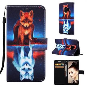 Water Fox Matte Leather Wallet Phone Case for Samsung Galaxy S9