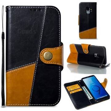 Retro Magnetic Stitching Wallet Flip Cover for Samsung Galaxy S9 - Black