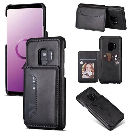 Luxury Magnetic Double Buckle Leather Phone Case for Samsung Galaxy S9 - Black