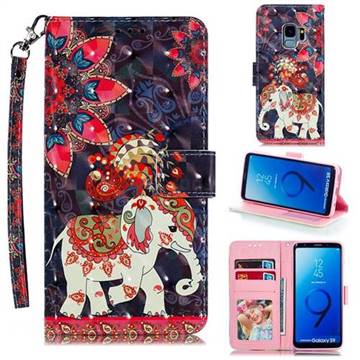 Phoenix Elephant 3D Painted Leather Phone Wallet Case for Samsung Galaxy S9