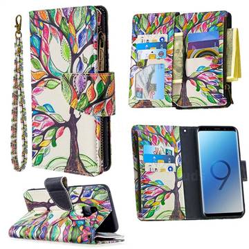 The Tree of Life Binfen Color BF03 Retro Zipper Leather Wallet Phone Case for Samsung Galaxy S9