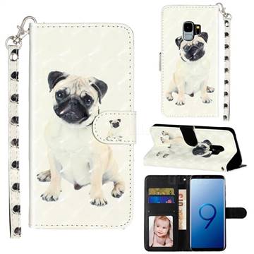Pug Dog 3D Leather Phone Holster Wallet Case for Samsung Galaxy S9