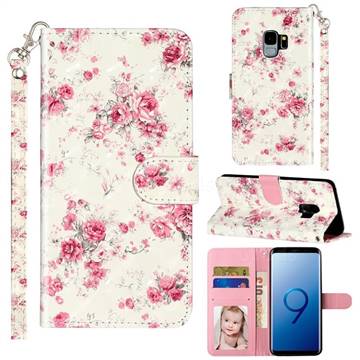Rambler Rose Flower 3D Leather Phone Holster Wallet Case for Samsung Galaxy S9