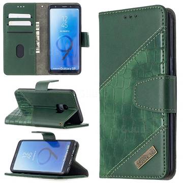 BinfenColor BF04 Color Block Stitching Crocodile Leather Case Cover for Samsung Galaxy S9 - Green