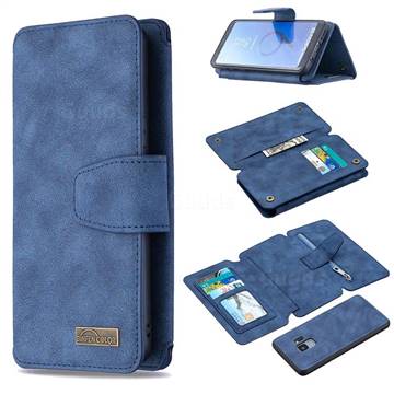 Binfen Color BF07 Frosted Zipper Bag Multifunction Leather Phone Wallet for Samsung Galaxy S9 - Blue