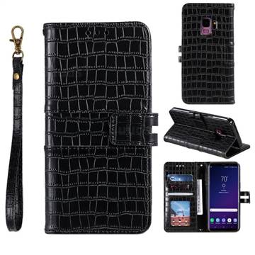 Luxury Crocodile Magnetic Leather Wallet Phone Case for Samsung Galaxy S9 - Black