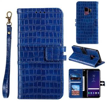 Luxury Crocodile Magnetic Leather Wallet Phone Case for Samsung Galaxy S9 - Blue