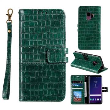 Luxury Crocodile Magnetic Leather Wallet Phone Case for Samsung Galaxy S9 - Green