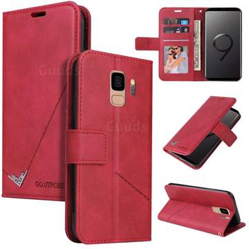 GQ.UTROBE Right Angle Silver Pendant Leather Wallet Phone Case for Samsung Galaxy S9 - Red