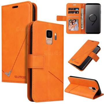 GQ.UTROBE Right Angle Silver Pendant Leather Wallet Phone Case for Samsung Galaxy S9 - Orange