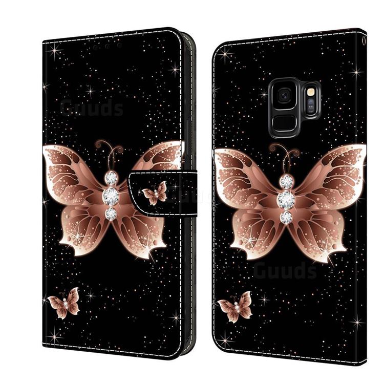 Black Diamond Butterfly Crystal PU Leather Protective Wallet Case Cover for Samsung Galaxy S9