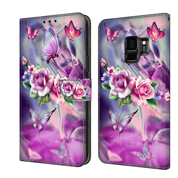 Flower Butterflies Crystal PU Leather Protective Wallet Case Cover for Samsung Galaxy S9