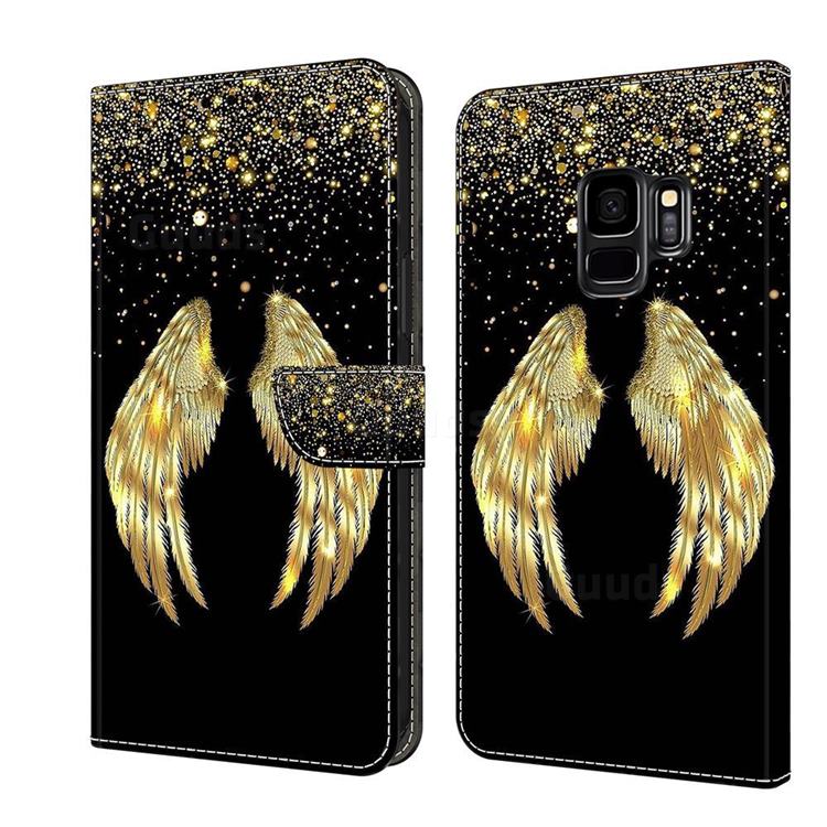 Golden Angel Wings Crystal PU Leather Protective Wallet Case Cover for Samsung Galaxy S9