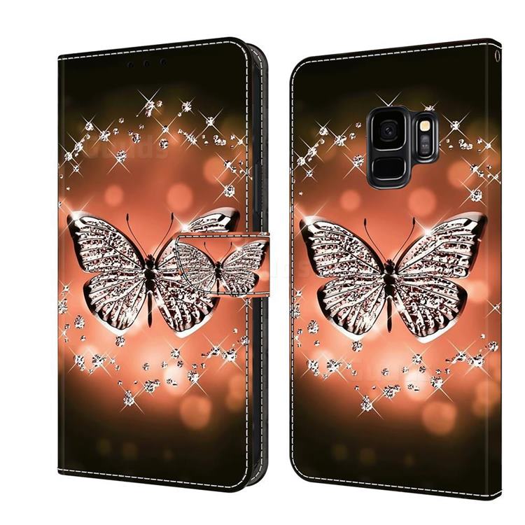 Crystal Butterfly Crystal PU Leather Protective Wallet Case Cover for Samsung Galaxy S9