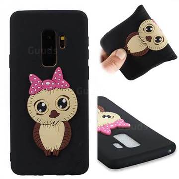 Bowknot Girl Owl Soft 3D Silicone Case for Samsung Galaxy S9 Plus(S9+) - Black