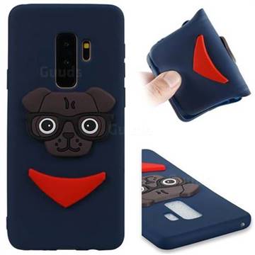 Glasses Dog Soft 3D Silicone Case for Samsung Galaxy S9 Plus(S9+) - Navy