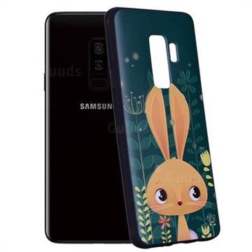 Cute Rabbit 3D Embossed Relief Black Soft Back Cover for Samsung Galaxy S9 Plus(S9+)