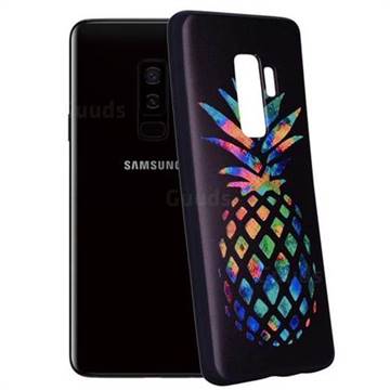 Colorful Pineapple 3D Embossed Relief Black Soft Back Cover for Samsung Galaxy S9 Plus(S9+)