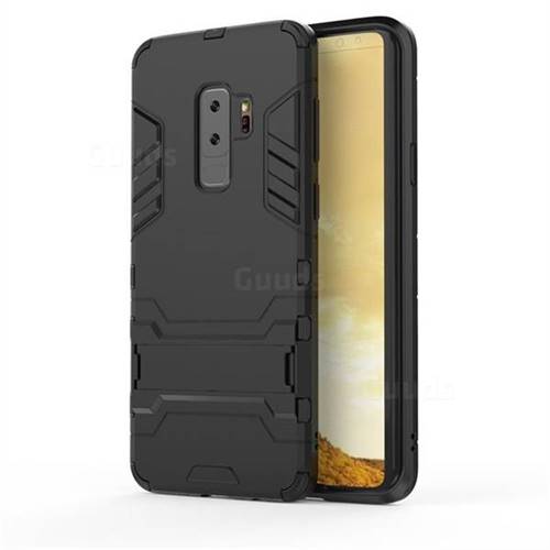Armor Premium Tactical Grip Kickstand Shockproof Dual Layer Rugged Hard Cover for Samsung Galaxy S9 Plus(S9+) - Black
